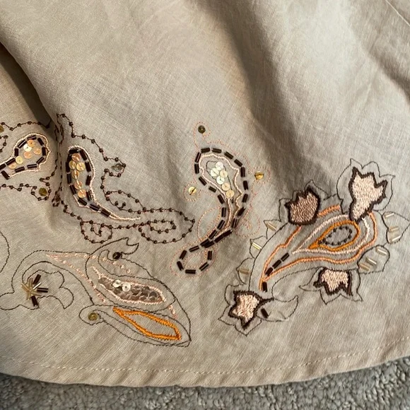 Apostrophe midi skirt linen skirt with beading and embroidery details - Picture 6 of 8